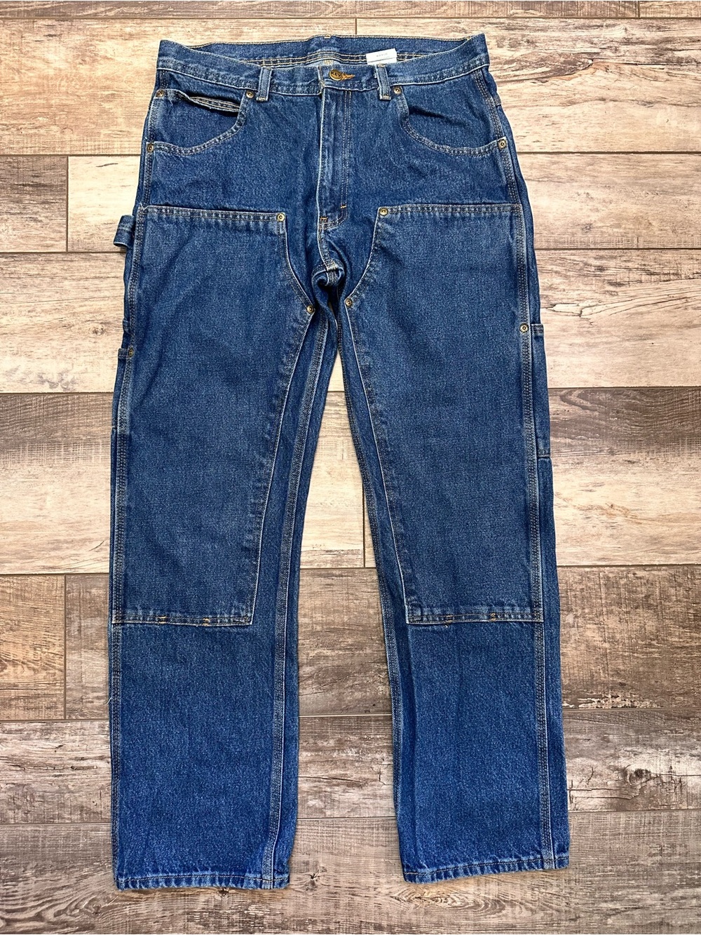 Key Straight Fit Men's Denim Double Knee Carpenter Jeans in Dark Blue